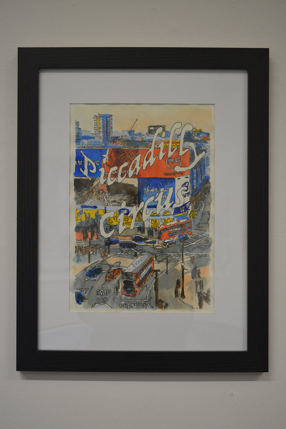 Piccadilly Circus, London - indian ink and pen drawing