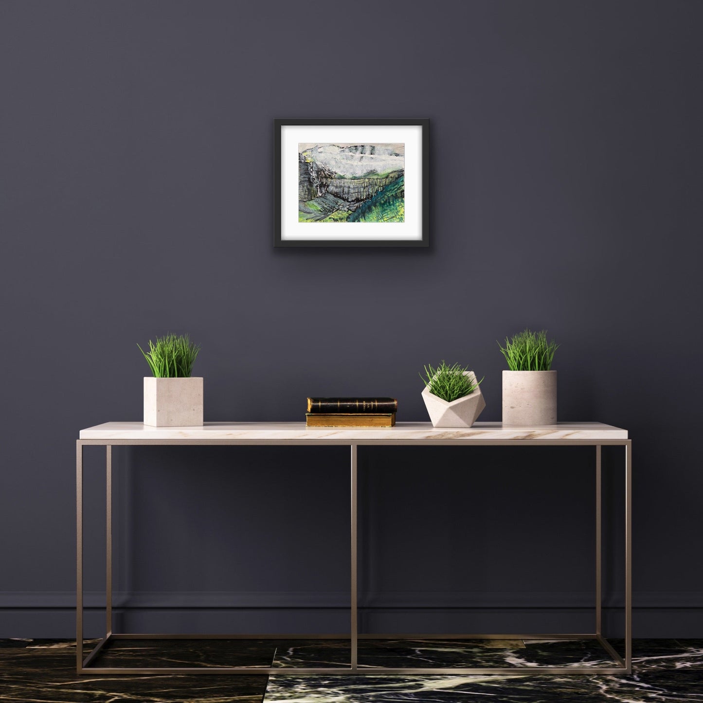 Gavarnie Falls, Spanish Pyrenees - gouache and ink painting