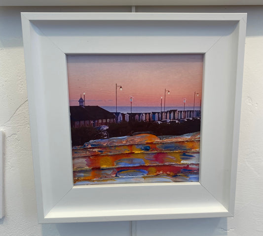 Felixstowe beach hut sunset image 1