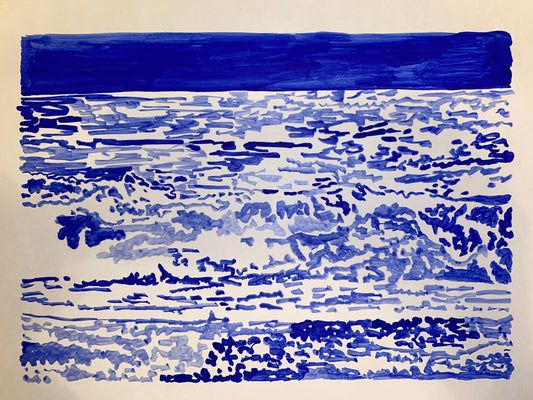 Southwold blues - watercolour ink painting
