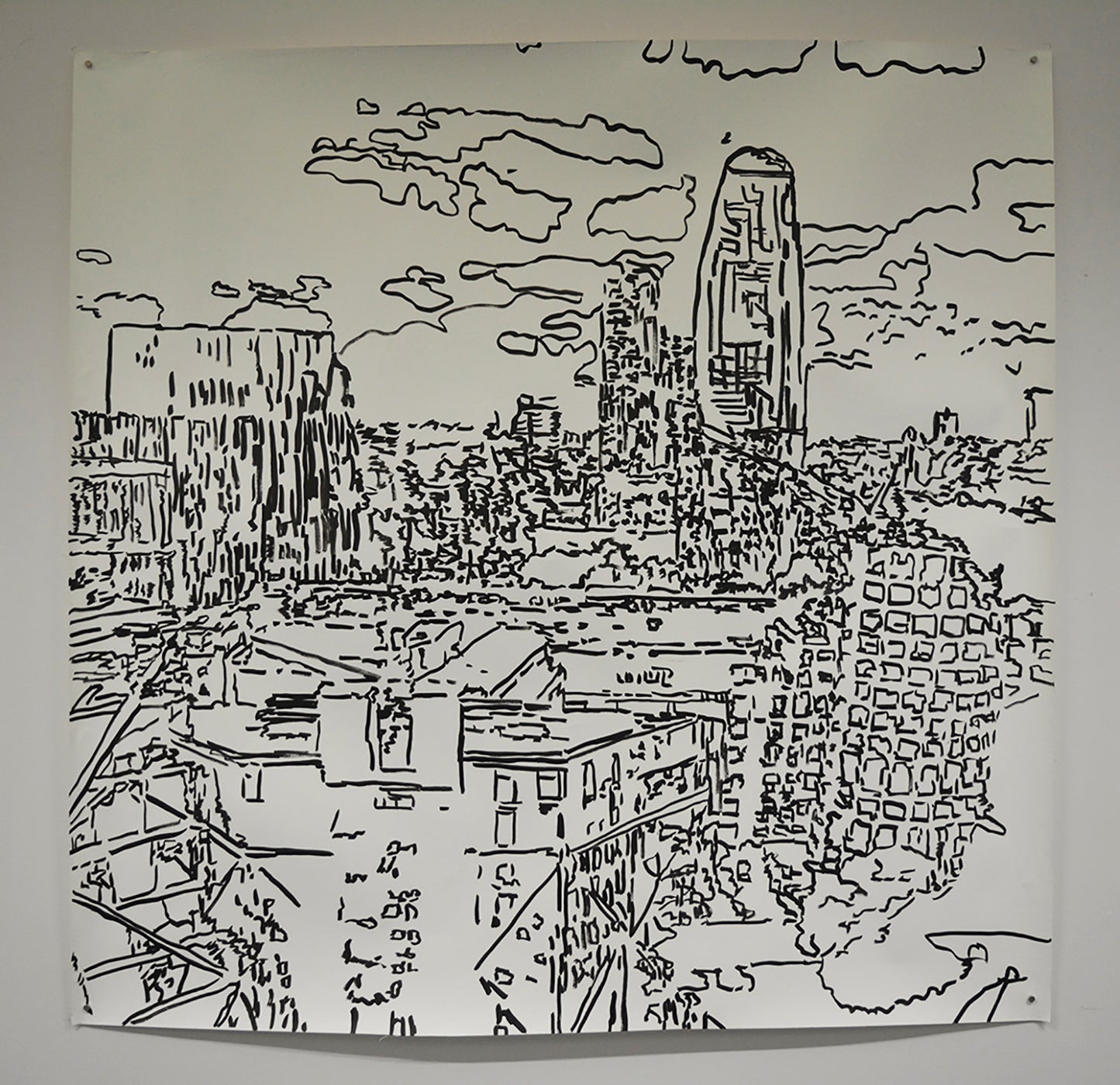 Bankside, London - large scale Indian ink drawing