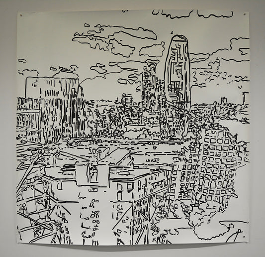 Bankside, London - large scale Indian ink drawing