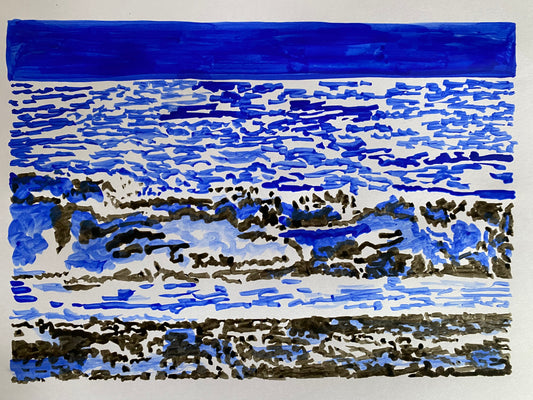 Southwold seascape - sepia & ultramarine image 0