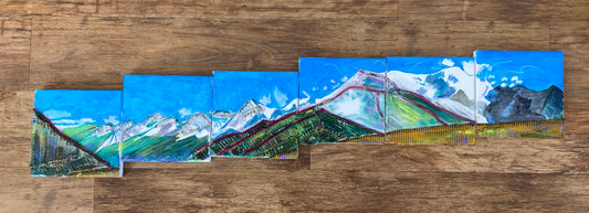 Mt Blanc massif, France - mixed media painting