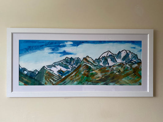 Le Grand Combin, view from Clambin, Switzerland - acrylic and watercolour ink painting
