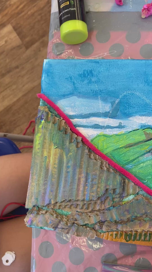 Mt Blanc massif, France - mixed media painting